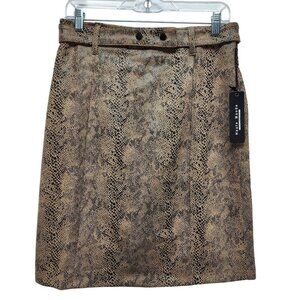 Haute Monde Womens Snake Print Faux Suede Mini Skirt Belt Loops Size L